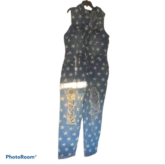 Ashley Stewart Star denim jumpsuit size 18 - Picture 7 of 7
